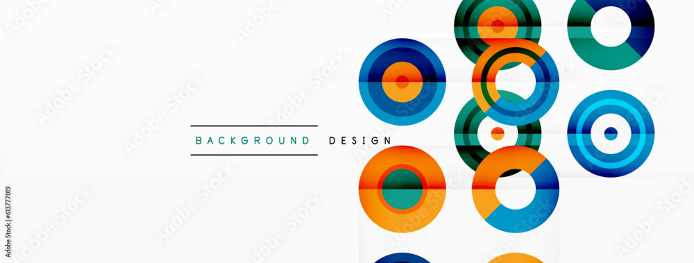 Eye-catching background of colorful circles of equal size arranged in abstract pattern. Circle boasts unique tone or hue, creating rainbow effect. Design has upbeat, contemporary feel Eye-catching background of colorful circles of equal size arranged in abstract pattern. Circle boasts unique tone or hue, creating rainbow effect. Design has upbeat, contemporary feel