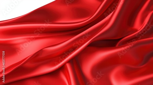 Red satin or silk fabric as background. Generative AI.