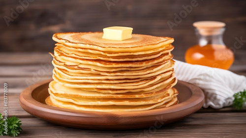 stack of pancakes with syrup photo