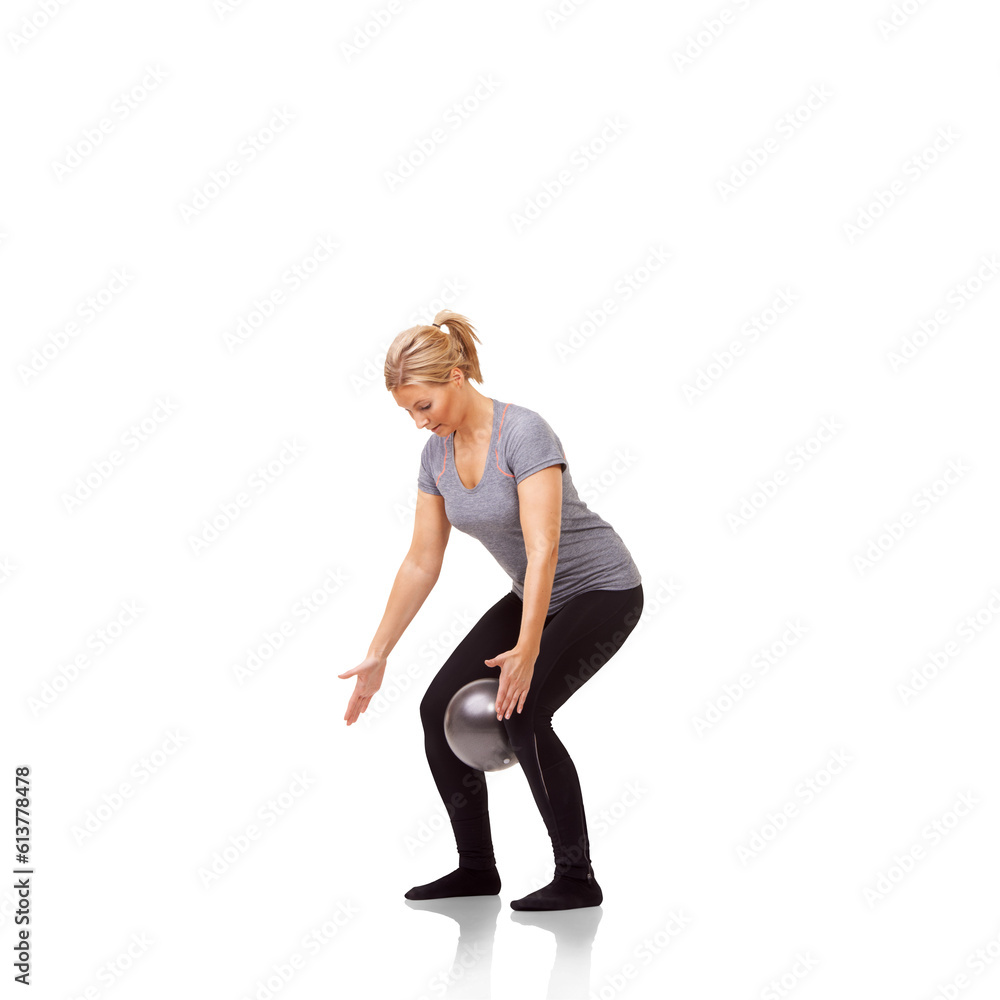 Workout, woman and exercise ball for fitness and health in png or isolated and transparent background. Training, wellness and pilates with yoga and healthy body at gym with sport, legs and strength. Workout, woman and exercise ball for fitness and health in png or isolated and transparent background. Training, wellness and pilates with yoga and healthy body at gym with sport, legs and strength.