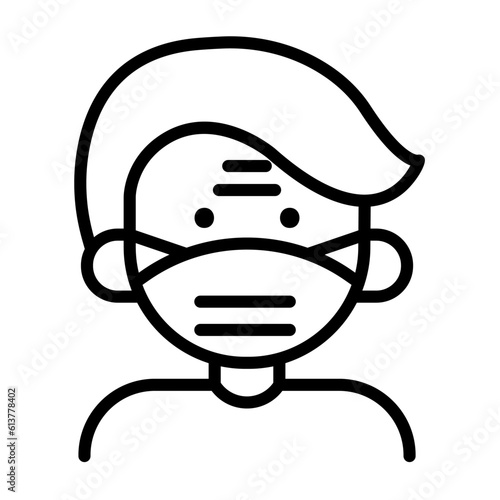 Elderly Man in face mask icon