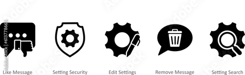 A set of 5 Contact icons as like message, setting security, edit settings