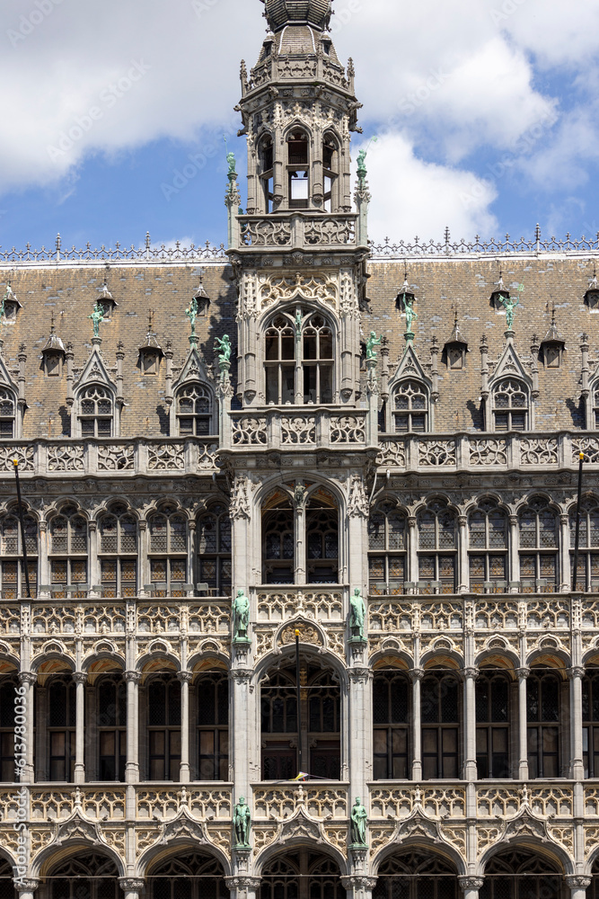 Facade of tenement house called Maison du Roi (King's House) in Grand Place, Brussels, Belgium
