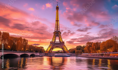 Eiffel tower cityscape  Paris  France