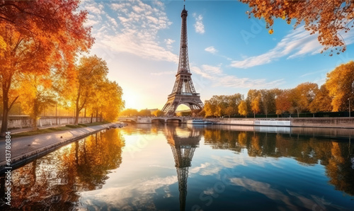 Eiffel tower cityscape  Paris  France