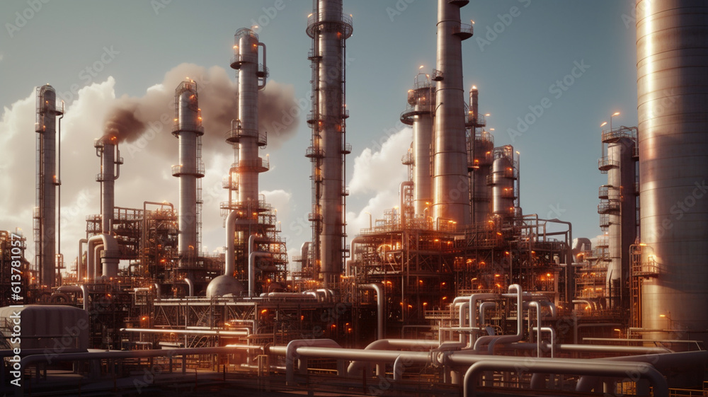 Oil gas factory. Created with generative Ai technology. Oil gas factory. Created with generative Ai technology.