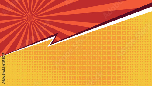 comic versus background with red and yellow color