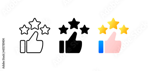 Positive feedback. Different styles, color, satisfactory feedback, leave feedback. Vector icons.