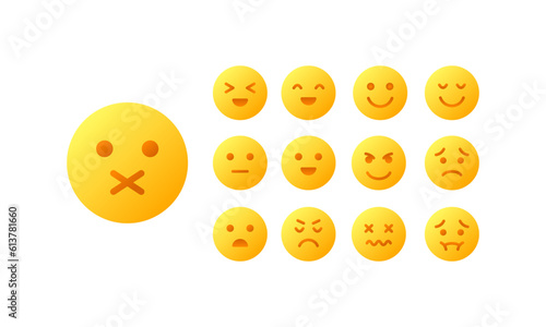 Emoji. Flat, yellow, emoji for chat, emoji for social networks. Vector icons.