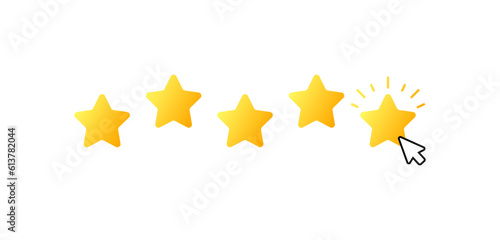 Rating. Flat, yellow, rating stars, high rating. Vector icons
