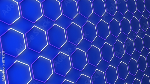 luxury abstract geometric futuristic hexagon background loop. Trendy sci-fi neon-colored bg for cyberspace  films  screensaver  wallpaper. Seamless clean and glossy technology bg.