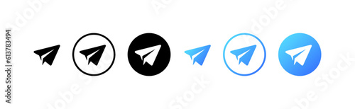 Telegram. Different styles, color, telegram social network, telegram messenger. Vector icons.