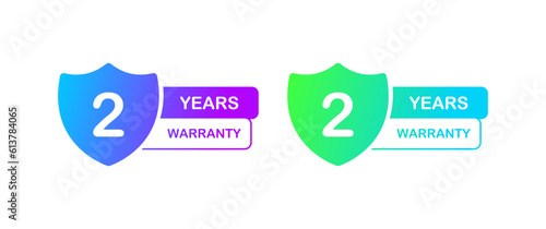 2 year warranty. Flat, color, 2 year warranty icon, 2 year warranty banner. Vector icons.