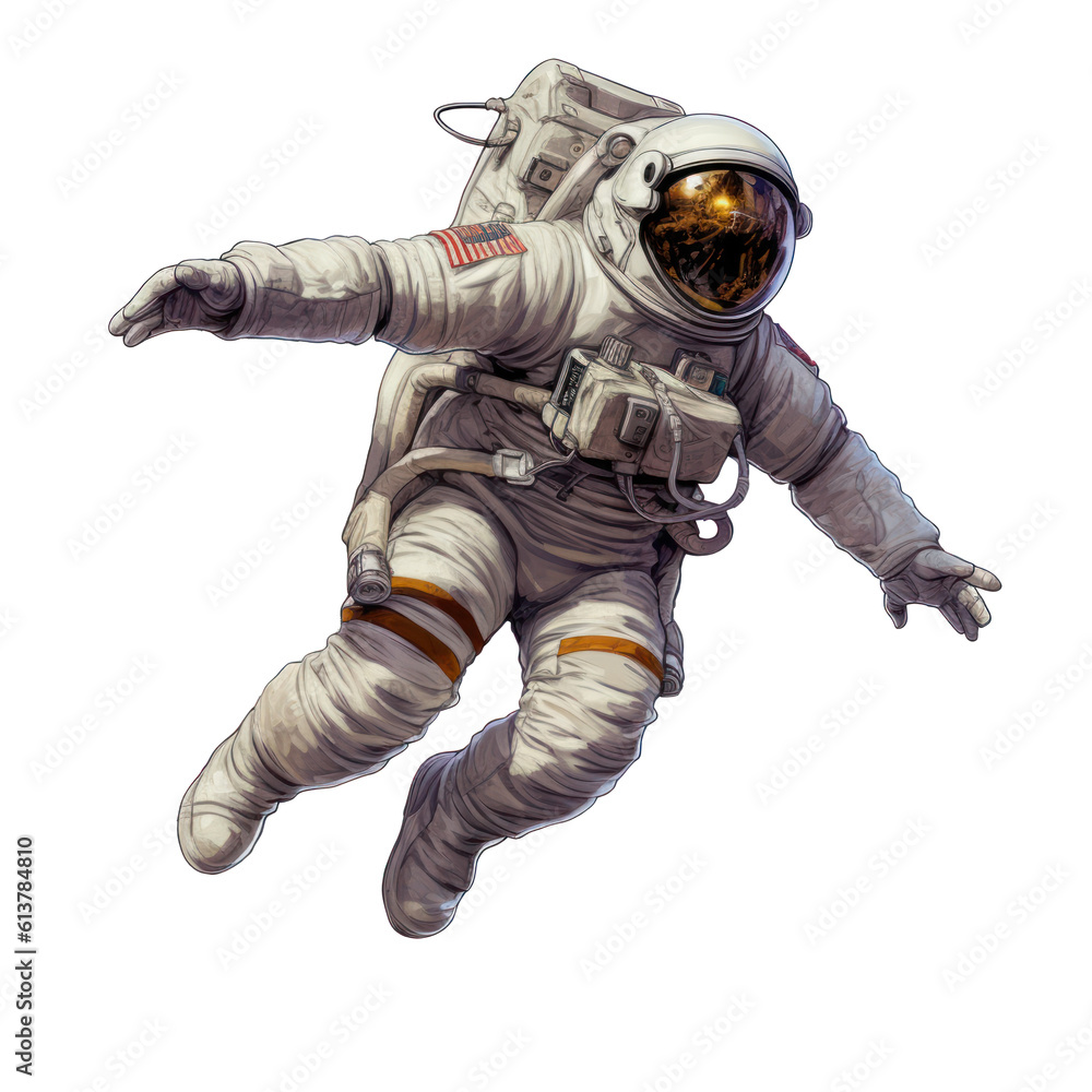 Astronauta, bez tła, wygenerowane przez AI - obrazy, fototapety, plakaty 
