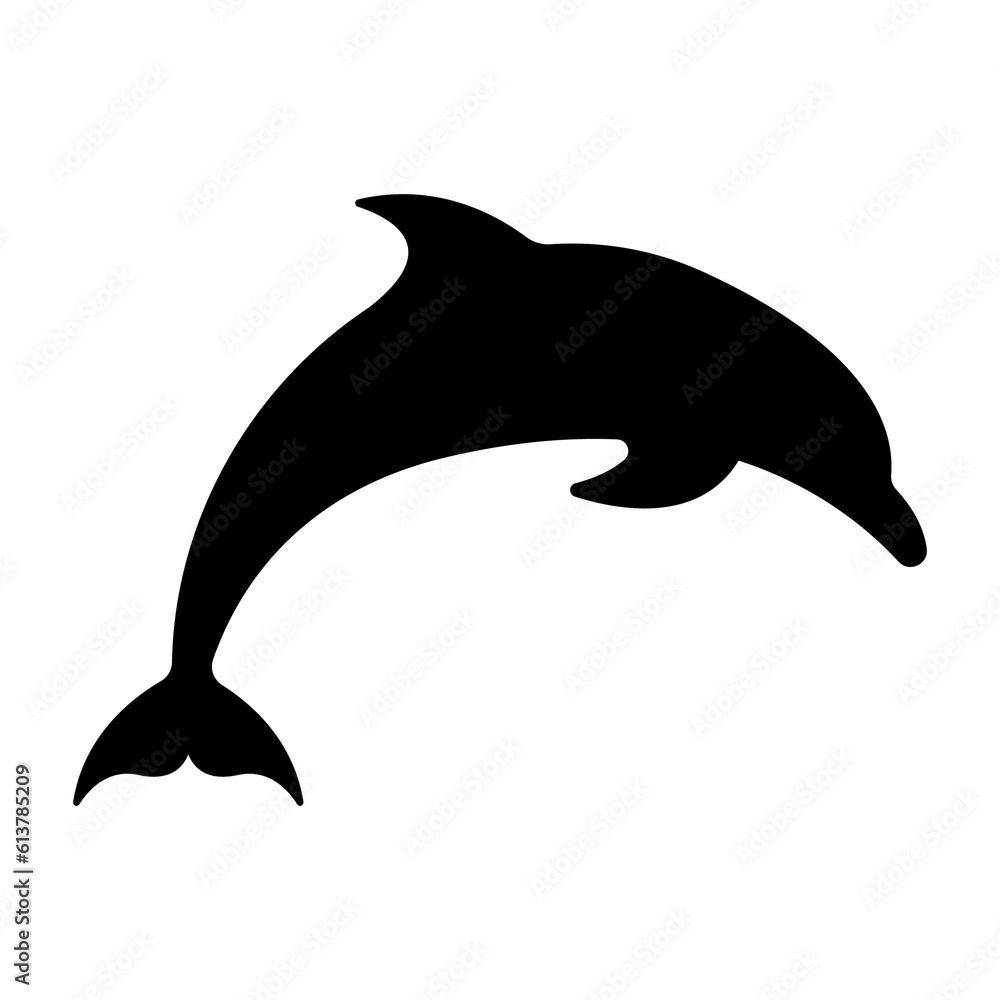 Fototapeta premium Dolphin silhouette icon flat vector illustration logo clipart