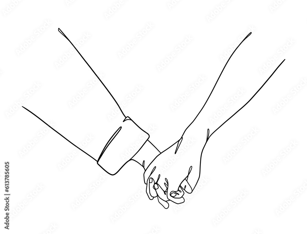 Fototapeta premium Continuous line drawing of hands couple trendy minimalist illustration. Vector illustration.