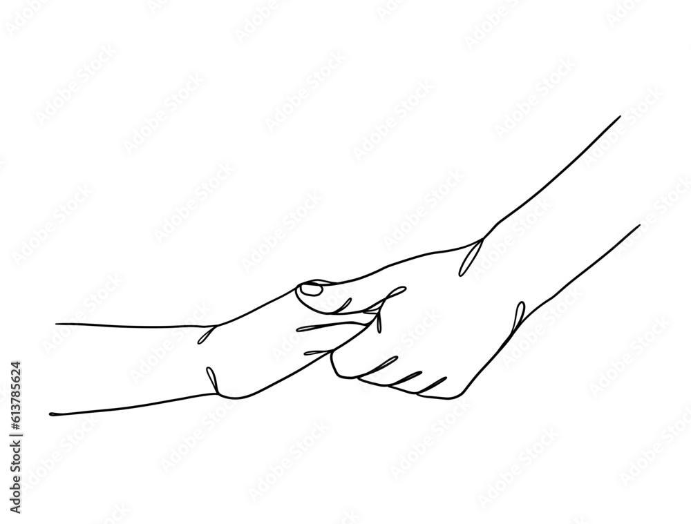 Continuous line drawing of hands couple trendy minimalist illustration. Vector illustration. Continuous line drawing of hands couple trendy minimalist illustration. Vector illustration.