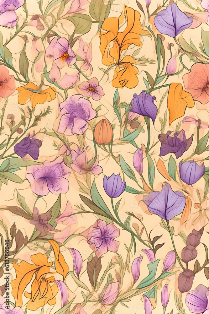 Garden floral pattern  watercolor floral wallpaper