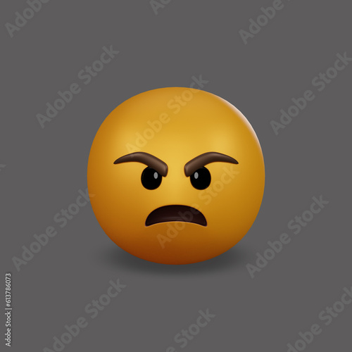 Emoji yellow face and emotion facial expression. 3d rendering