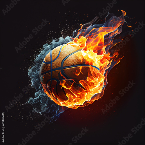 Fire basketball on black background for decorating projects