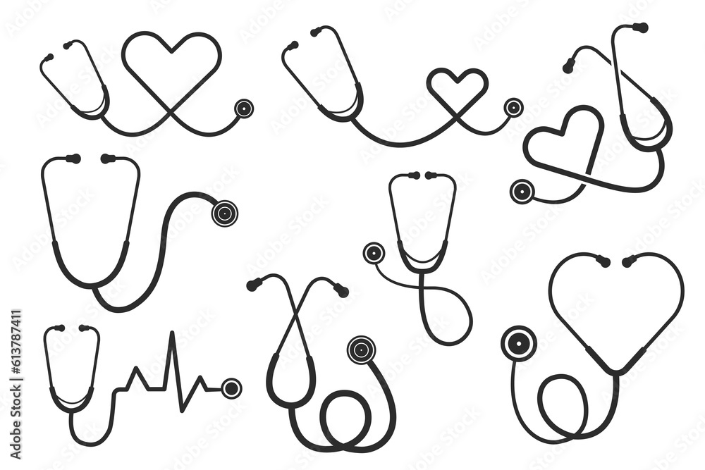 Stethoscope Vector Bundle, Medical tools Bundle Vector, Stethoscope