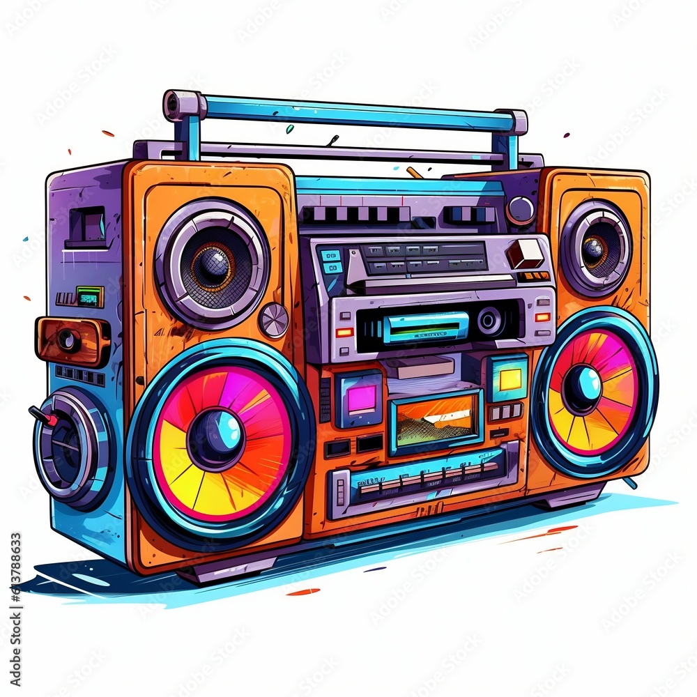 Cartoon Boombox on White Background. Generative ai Cartoon Boombox on White Background. Generative ai