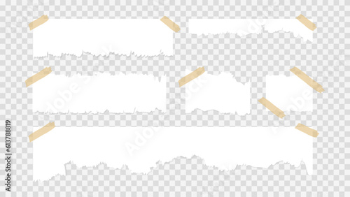 Set of torn ripped paper sheets texture  isolated on transparent background ,  Flat Modern design , Illustration Vector  EPS 10