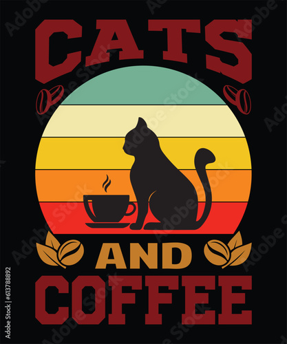 coffee t-shirt design, vintage, cat, mom, 