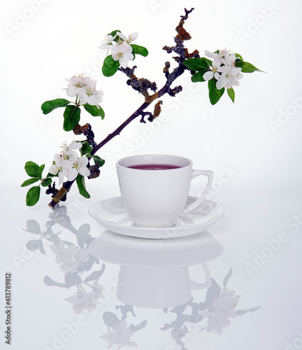 cup of tea and flowers