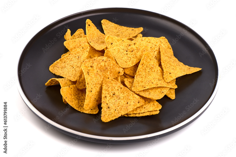 Mexican nachos chips, isolated on white background. Mexican nachos chips, isolated on white background.