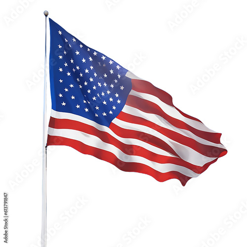 Independence Day US Flag fluttering transparent background