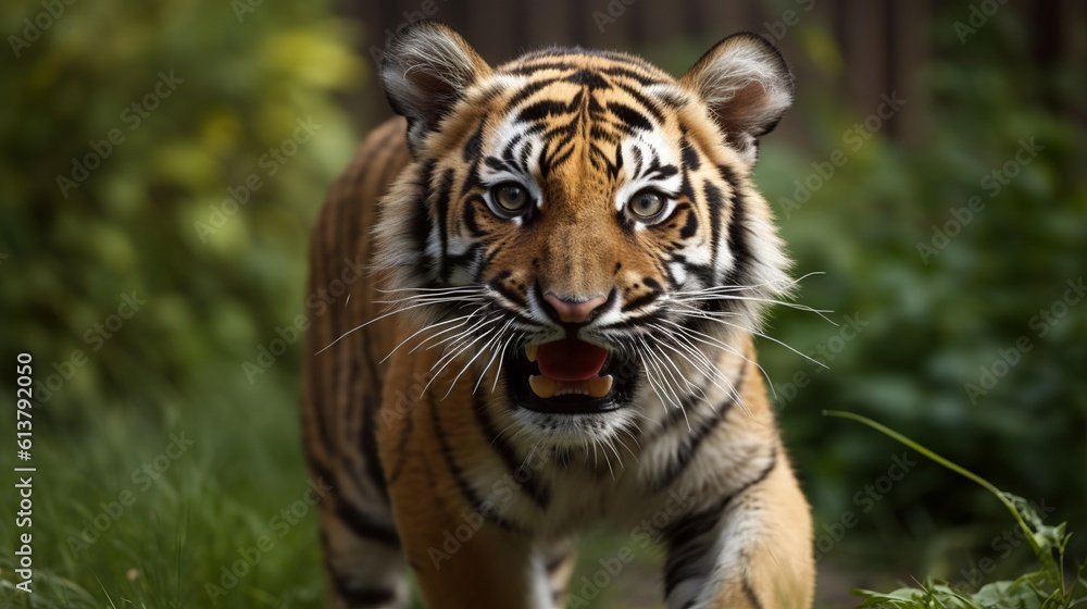 portrait of a tiger cub in the wild, generative ai