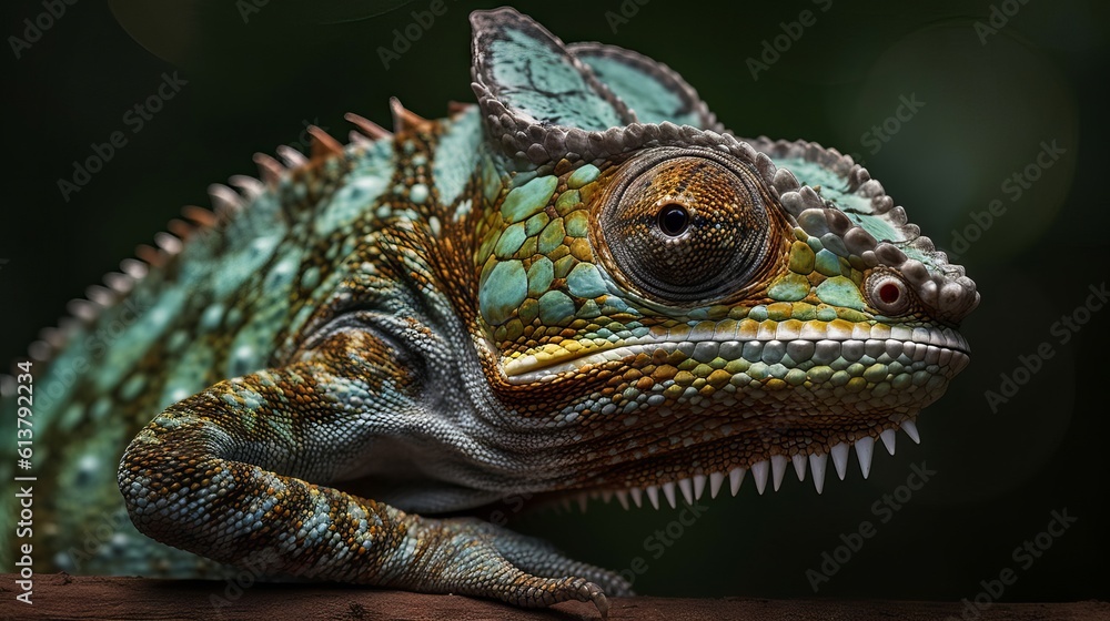 Close up of an Chameleons in nature, generative ai Close up of an Chameleons in nature, generative ai