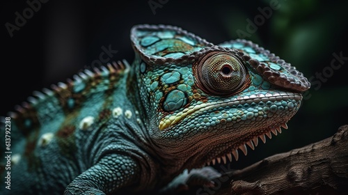 Close up of an Chameleons in nature  generative ai