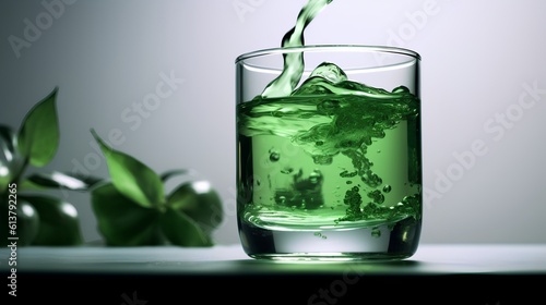Chlorophyll water, a trendy health drink renowned for its potent detoxifying properties and potential health benefits. Generative AI