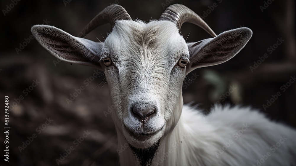 portrait of a goat in dark background by generative ai portrait of a goat in dark background by generative ai