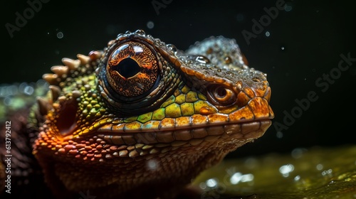 close up of iguana by generative ai