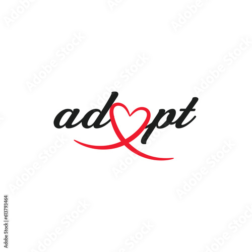 abstract adopt type logo business vector design template for shelter, care, clinic, and rescue. typography adopt sign logo design vector illustration isolated on white 