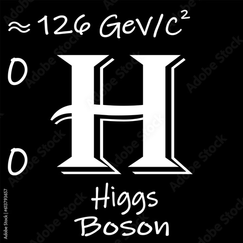 Higgs boson written with white chalk on a blackboard. Vector illustration of the standard model of fermions and bosons. Suitable for t shirt print.
