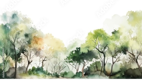 a beautiful picture of a forest painted with watercolors