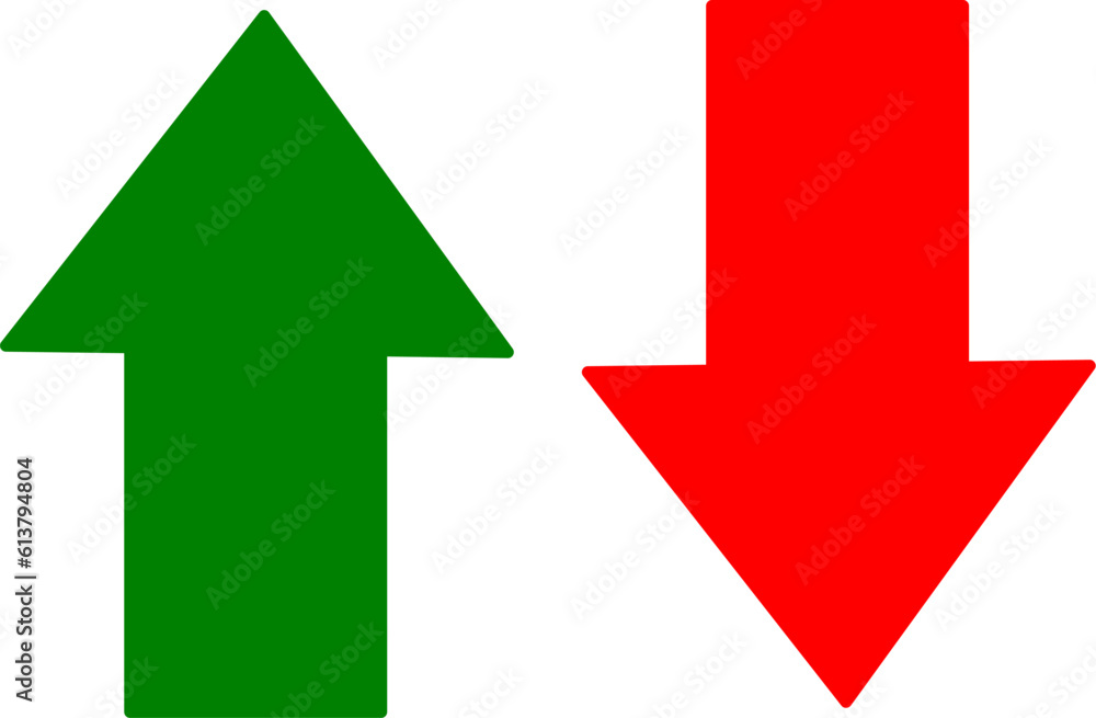 Up and down arrow icon vector. Red and green arrows. Replaceable vector design. Up and down arrow icon vector. Red and green arrows. Replaceable vector design.