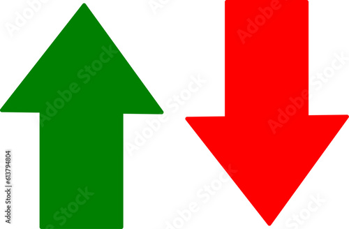 Up and down arrow icon vector. Red and green arrows. Replaceable vector design.