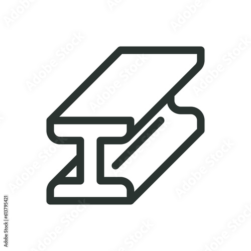 Stainless steel i-beam isolated icon, steel i beam vector icon with editable stroke photo