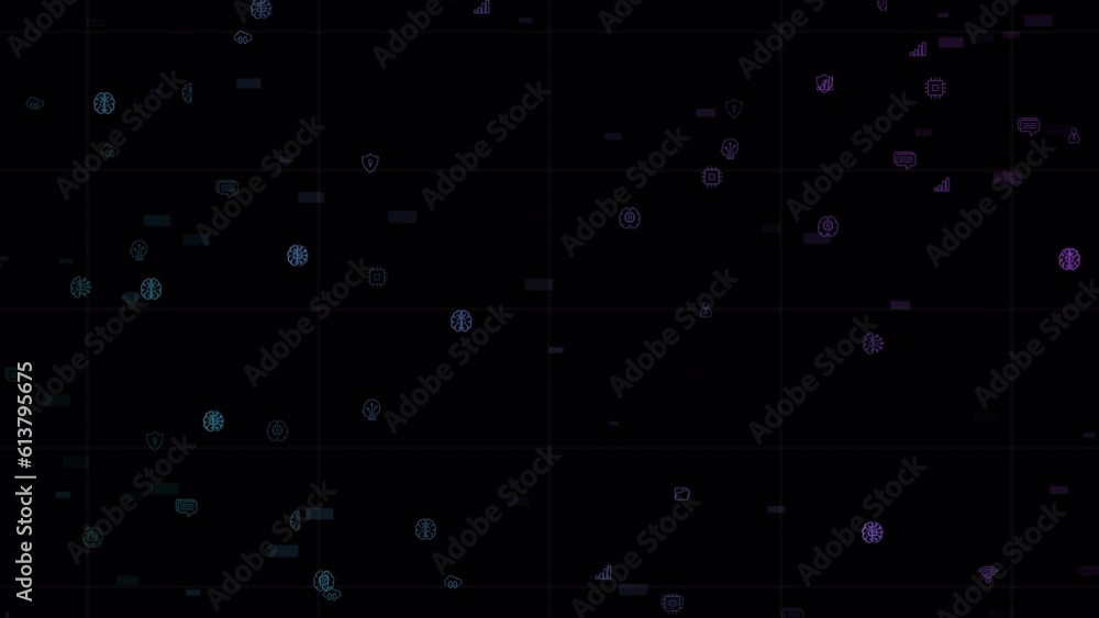 Abstract futuristic background with animated random Icon technology connection. Abstract futuristic background with animated random Icon technology connection.