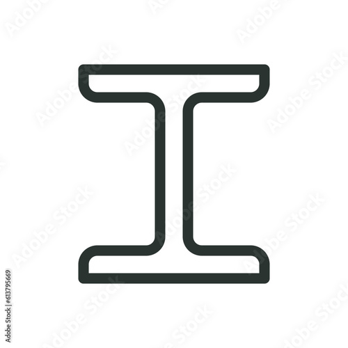 I-beam bar isolated icon, i beam profile vector icon with editable stroke