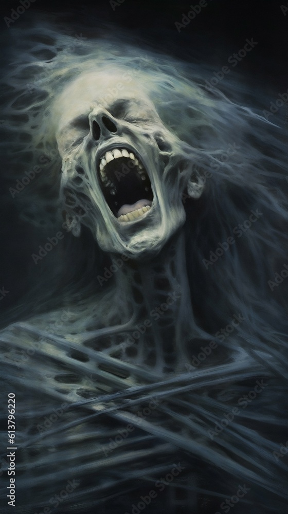 Banshees with Mouths Wide Open in Silent Scream. Generative ai Banshees with Mouths Wide Open in Silent Scream. Generative ai