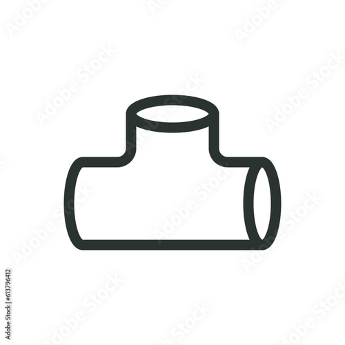 Tee tube connector isolated icon, tee pipe fitting vector icon with editable stroke