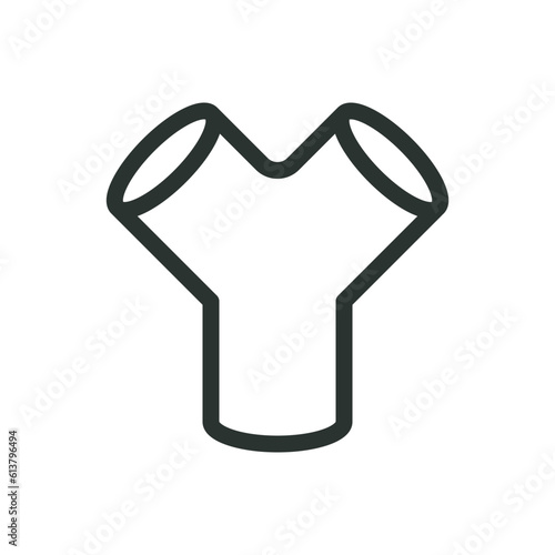 Y-shape pipe fitting isolated icon, y shape tube connector vector icon with editable stroke