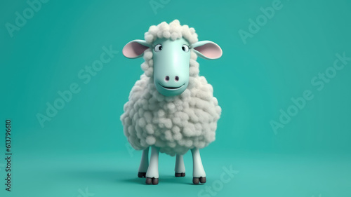 3d cute white sheep mascot character design. Suitable for Ramadan  Eid al fitr and Eid al Adha decoration. Generative AI
