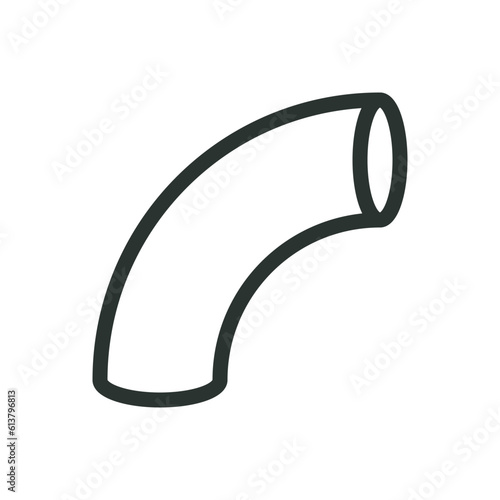 Steel bend pipe fitting isolated icon, 90 degree elbow connector vector icon with editable stroke